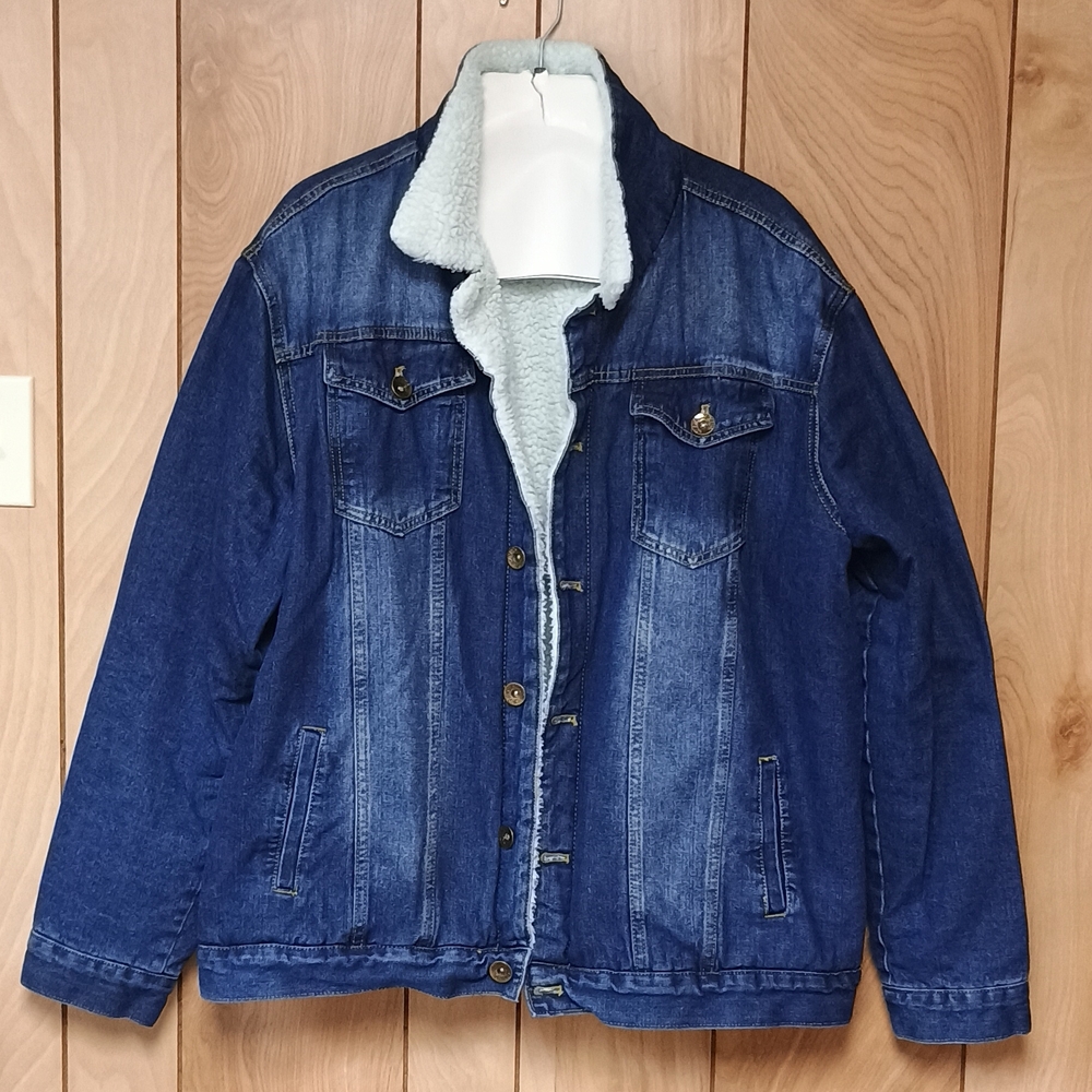 Men's Blue Denim Jacket with Sherpa Lining